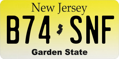 NJ license plate B74SNF