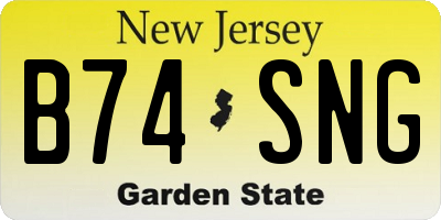 NJ license plate B74SNG