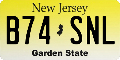 NJ license plate B74SNL