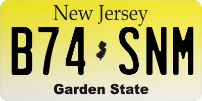 NJ license plate B74SNM