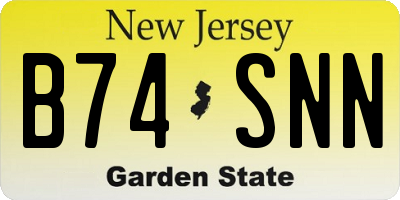 NJ license plate B74SNN