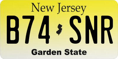 NJ license plate B74SNR