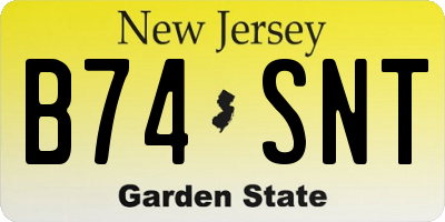 NJ license plate B74SNT
