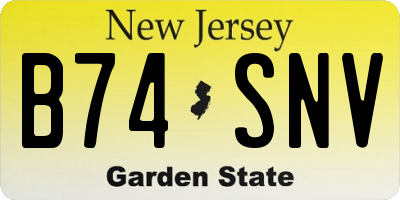 NJ license plate B74SNV