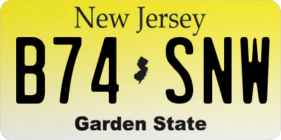 NJ license plate B74SNW