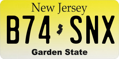 NJ license plate B74SNX