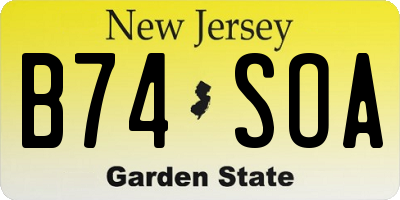 NJ license plate B74SOA