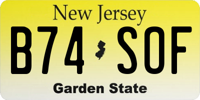 NJ license plate B74SOF