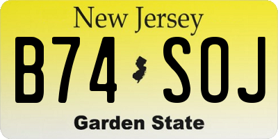 NJ license plate B74SOJ