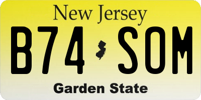 NJ license plate B74SOM
