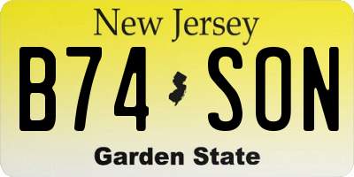 NJ license plate B74SON