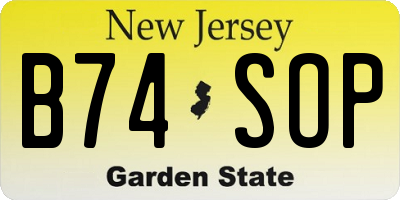 NJ license plate B74SOP