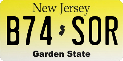 NJ license plate B74SOR