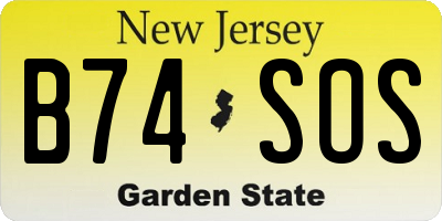 NJ license plate B74SOS