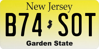 NJ license plate B74SOT