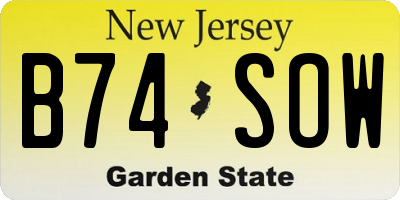 NJ license plate B74SOW