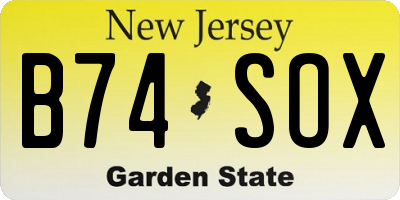 NJ license plate B74SOX