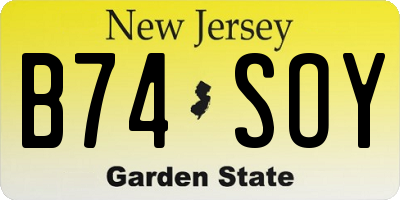 NJ license plate B74SOY