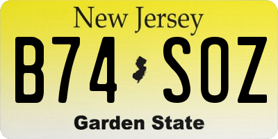 NJ license plate B74SOZ