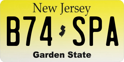 NJ license plate B74SPA