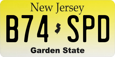 NJ license plate B74SPD