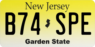 NJ license plate B74SPE