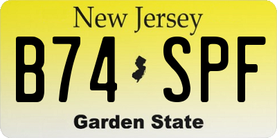 NJ license plate B74SPF