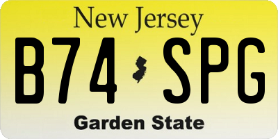 NJ license plate B74SPG