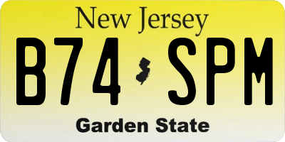 NJ license plate B74SPM