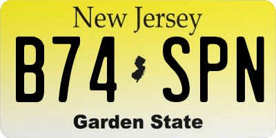 NJ license plate B74SPN