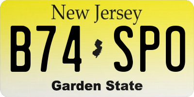 NJ license plate B74SPO