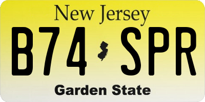 NJ license plate B74SPR