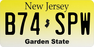 NJ license plate B74SPW