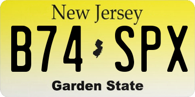 NJ license plate B74SPX