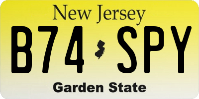 NJ license plate B74SPY