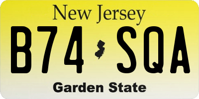 NJ license plate B74SQA