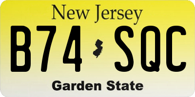 NJ license plate B74SQC