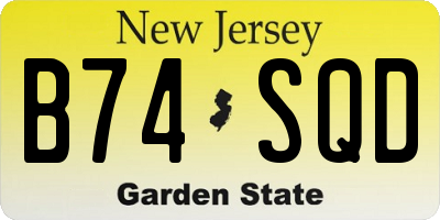 NJ license plate B74SQD