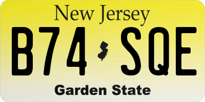 NJ license plate B74SQE