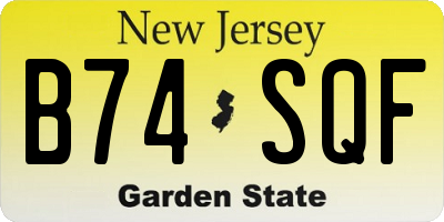 NJ license plate B74SQF