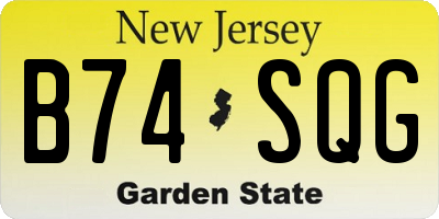NJ license plate B74SQG