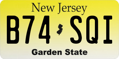 NJ license plate B74SQI