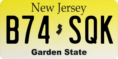 NJ license plate B74SQK