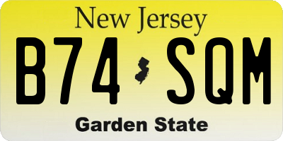 NJ license plate B74SQM