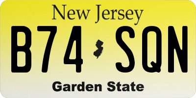 NJ license plate B74SQN