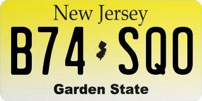 NJ license plate B74SQO