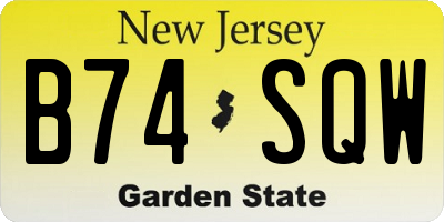 NJ license plate B74SQW