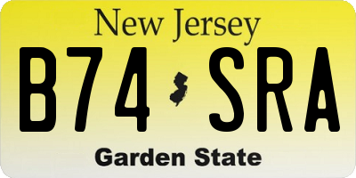 NJ license plate B74SRA