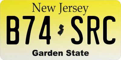 NJ license plate B74SRC