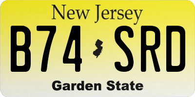 NJ license plate B74SRD